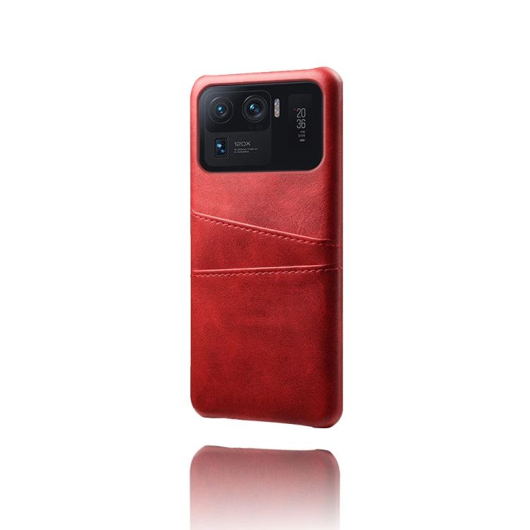 For Xiaomi Mi 11 Ultra Calf Texture PC + PU Leather Back Cover Shockproof Case with Dual Card Slots