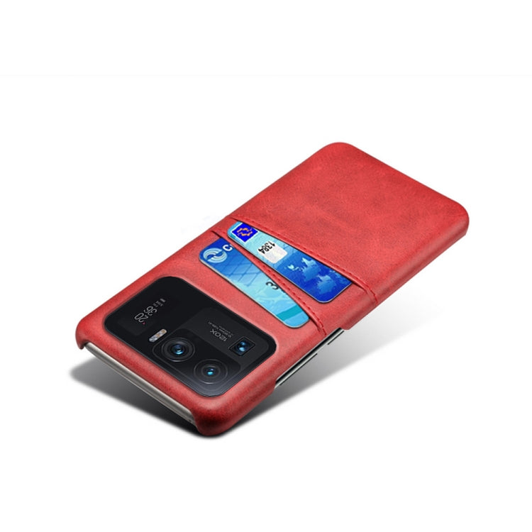 For Xiaomi Mi 11 Ultra Calf Texture PC + PU Leather Back Cover Shockproof Case with Dual Card Slots