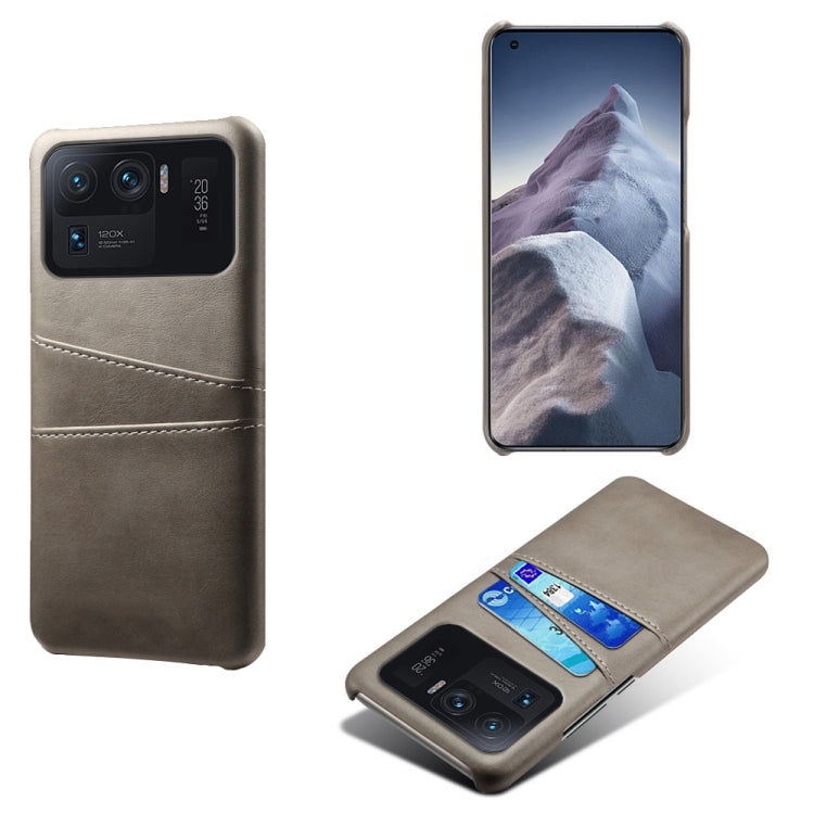 For Xiaomi Mi 11 Ultra Calf Texture PC + PU Leather Back Cover Shockproof Case with Dual Card Slots