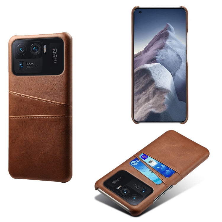 For Xiaomi Mi 11 Ultra Calf Texture PC + PU Leather Back Cover Shockproof Case with Dual Card Slots