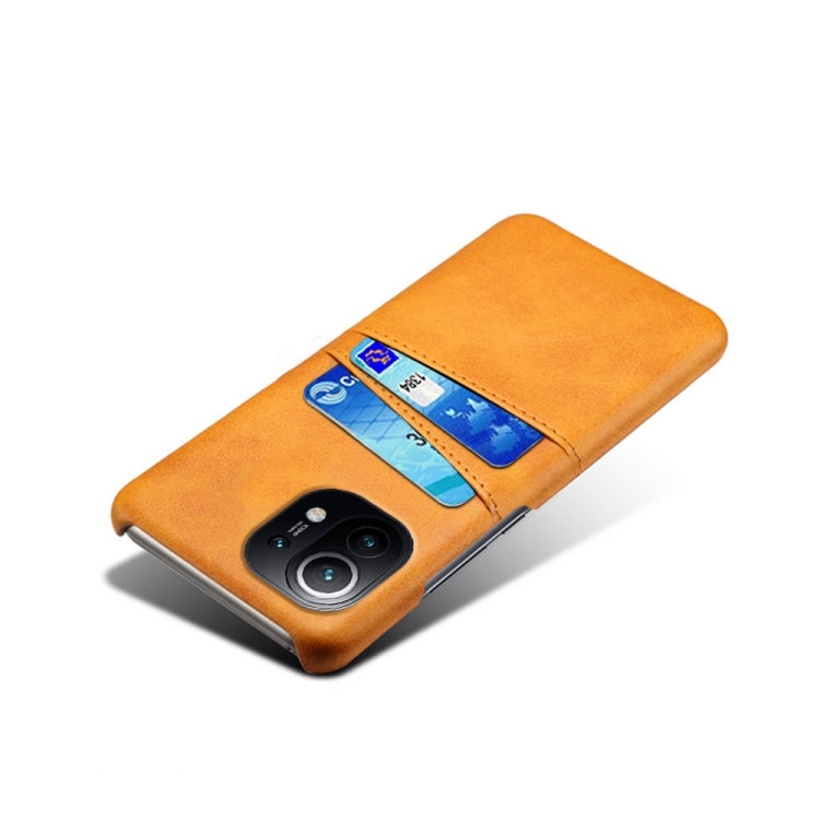 For Xiaomi Mi 11 Calf Texture PC + PU Leather Back Cover Shockproof Case with Dual Card Slots