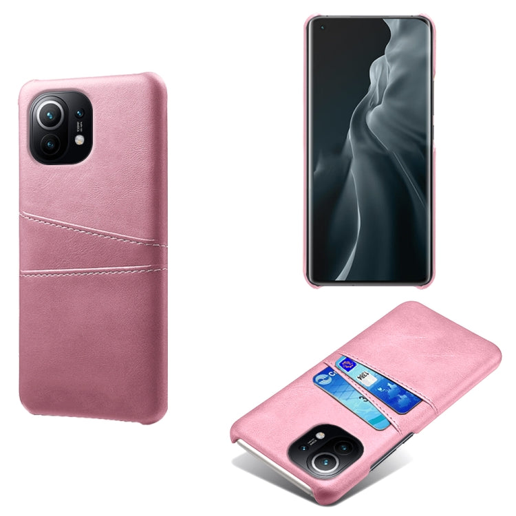 For Xiaomi Mi 11 Calf Texture PC + PU Leather Back Cover Shockproof Case with Dual Card Slots