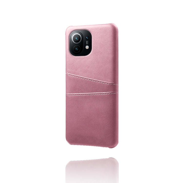 For Xiaomi Mi 11 Calf Texture PC + PU Leather Back Cover Shockproof Case with Dual Card Slots