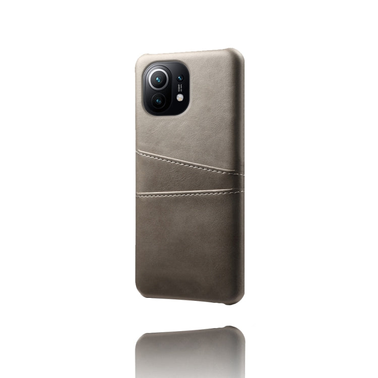 For Xiaomi Mi 11 Calf Texture PC + PU Leather Back Cover Shockproof Case with Dual Card Slots