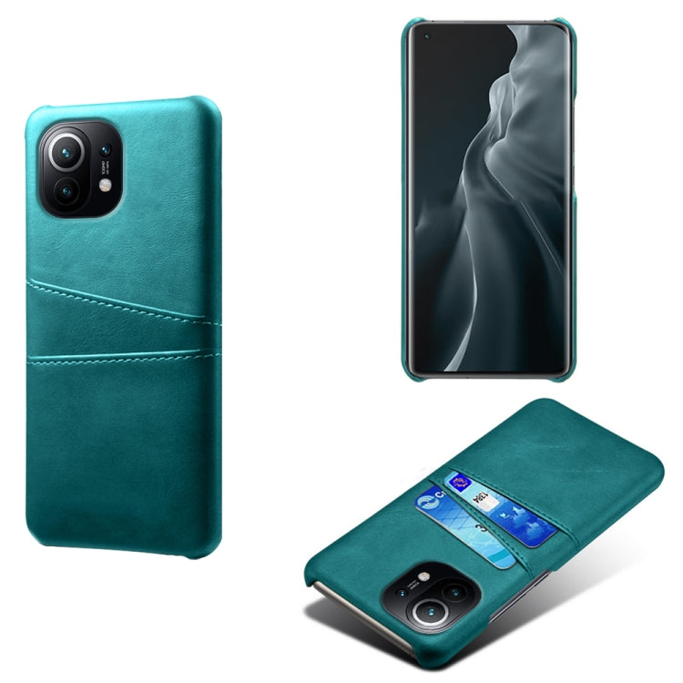 For Xiaomi Mi 11 Calf Texture PC + PU Leather Back Cover Shockproof Case with Dual Card Slots