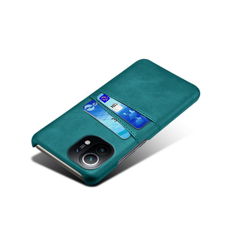 For Xiaomi Mi 11 Calf Texture PC + PU Leather Back Cover Shockproof Case with Dual Card Slots