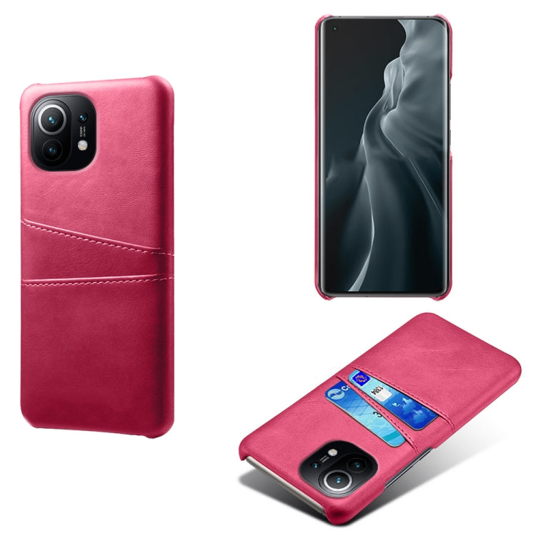 For Xiaomi Mi 11 Calf Texture PC + PU Leather Back Cover Shockproof Case with Dual Card Slots