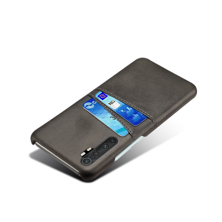 For Xiaomi Mi Note 10 Lite Calf Texture PC + PU Leather Back Cover Shockproof Case with Dual Card Slots