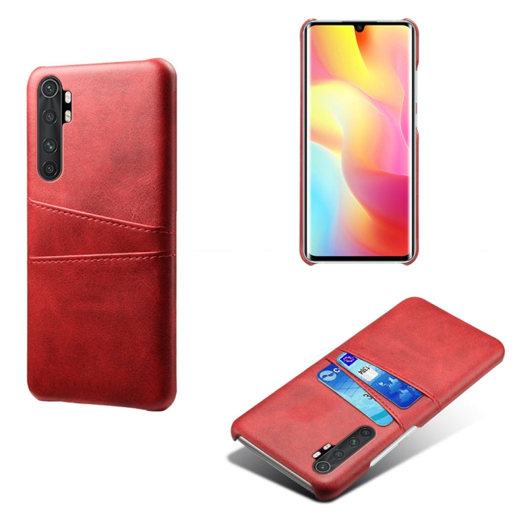 For Xiaomi Mi Note 10 Lite Calf Texture PC + PU Leather Back Cover Shockproof Case with Dual Card Slots