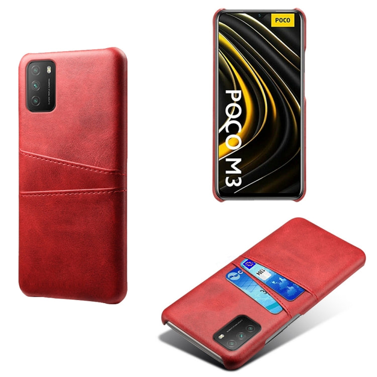 For Xiaomi Poco M3 Calf Texture PC + PU Leather Back Cover Shockproof Case with Dual Card Slots