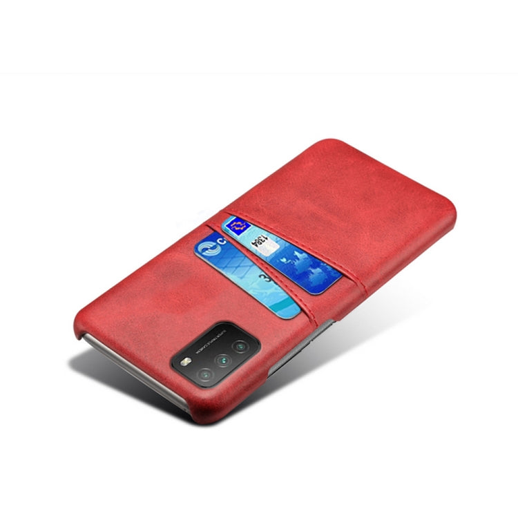 For Xiaomi Poco M3 Calf Texture PC + PU Leather Back Cover Shockproof Case with Dual Card Slots