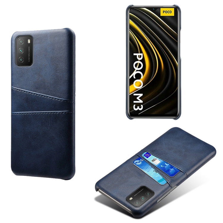 For Xiaomi Poco M3 Calf Texture PC + PU Leather Back Cover Shockproof Case with Dual Card Slots