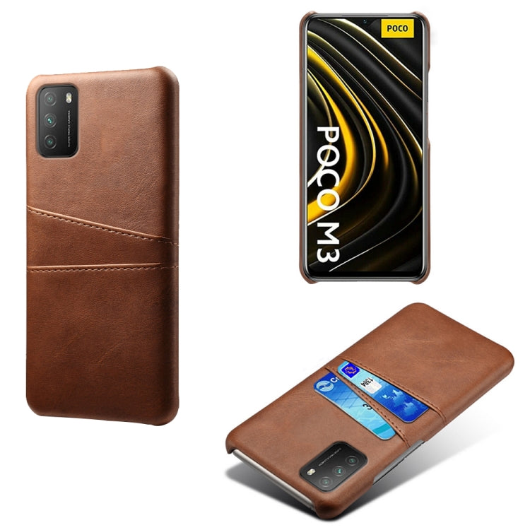For Xiaomi Poco M3 Calf Texture PC + PU Leather Back Cover Shockproof Case with Dual Card Slots