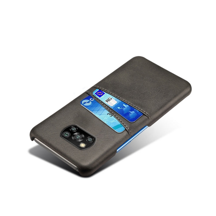 For Xiaomi Poco X3 Calf Texture PC + PU Leather Back Cover Shockproof Case with Dual Card Slots