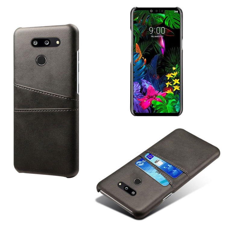 For LG G8 ThinQ Calf Texture PC + PU Leather Back Cover Shockproof Case with Dual Card Slots
