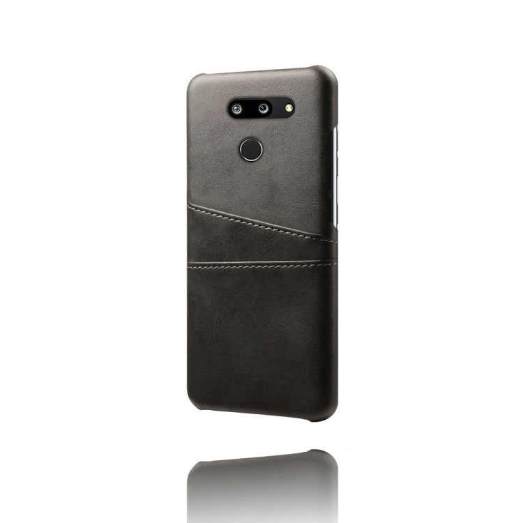 For LG G8 ThinQ Calf Texture PC + PU Leather Back Cover Shockproof Case with Dual Card Slots
