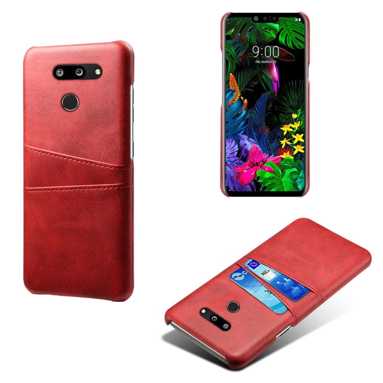 For LG G8 ThinQ Calf Texture PC + PU Leather Back Cover Shockproof Case with Dual Card Slots