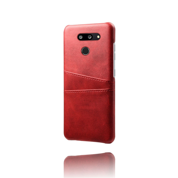 For LG G8 ThinQ Calf Texture PC + PU Leather Back Cover Shockproof Case with Dual Card Slots