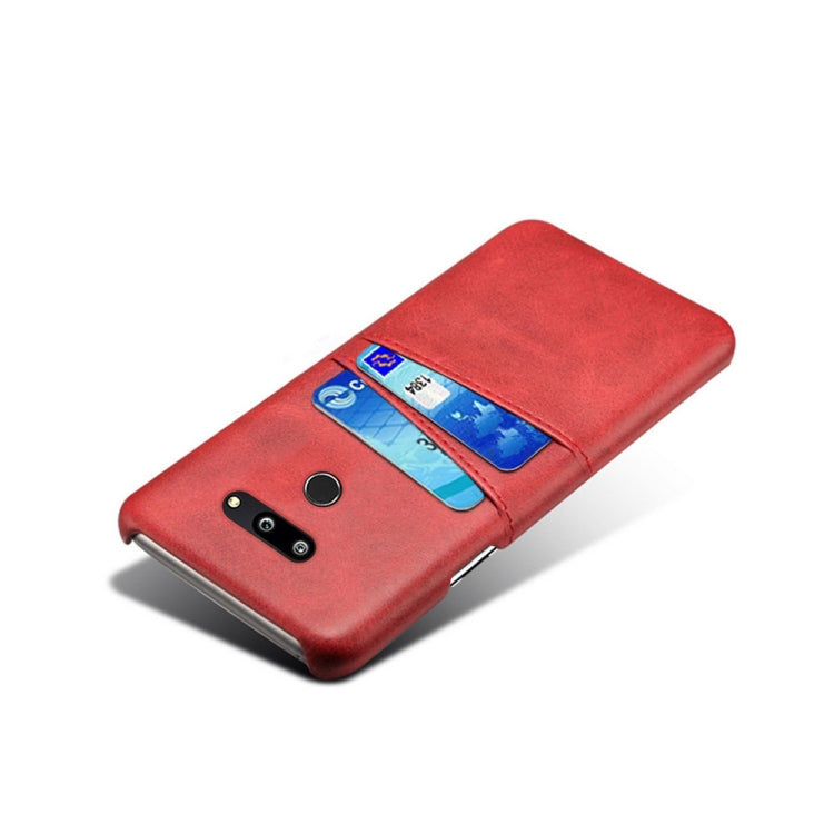 For LG G8 ThinQ Calf Texture PC + PU Leather Back Cover Shockproof Case with Dual Card Slots
