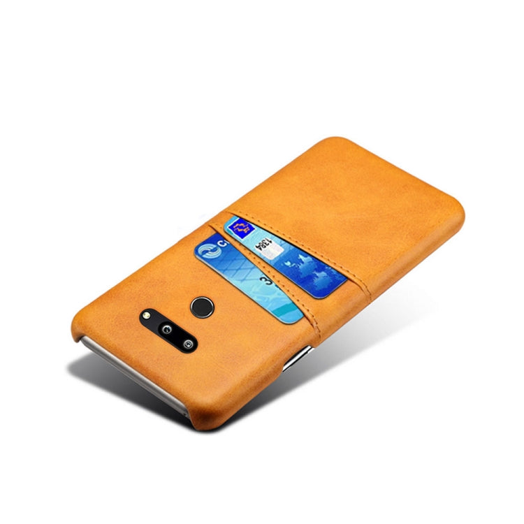For LG G8 ThinQ Calf Texture PC + PU Leather Back Cover Shockproof Case with Dual Card Slots