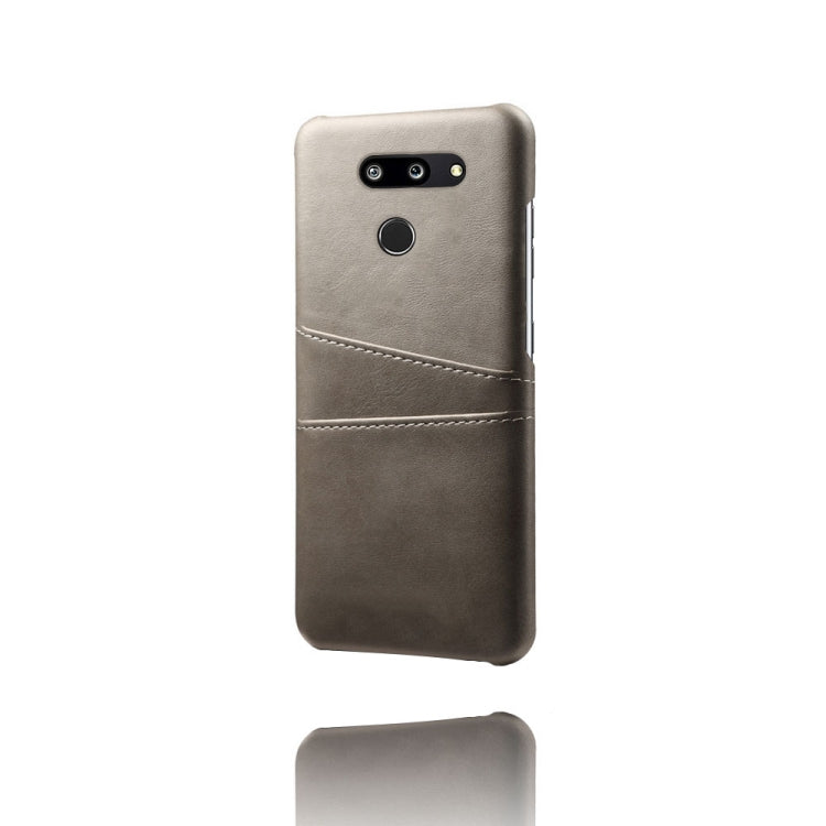 For LG G8 ThinQ Calf Texture PC + PU Leather Back Cover Shockproof Case with Dual Card Slots