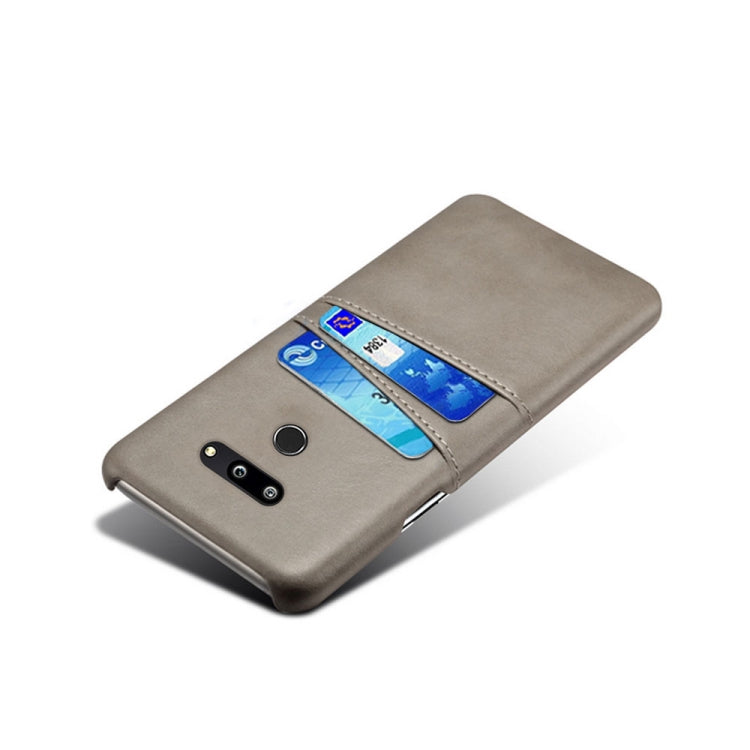 For LG G8 ThinQ Calf Texture PC + PU Leather Back Cover Shockproof Case with Dual Card Slots