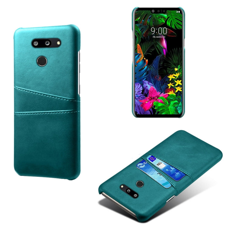 For LG G8 ThinQ Calf Texture PC + PU Leather Back Cover Shockproof Case with Dual Card Slots