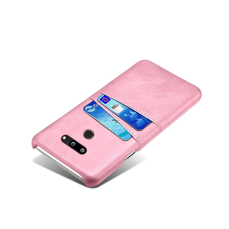 For LG G8 ThinQ Calf Texture PC + PU Leather Back Cover Shockproof Case with Dual Card Slots