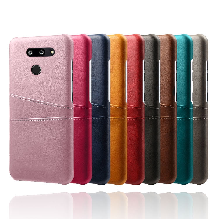 For LG G8 ThinQ Calf Texture PC + PU Leather Back Cover Shockproof Case with Dual Card Slots