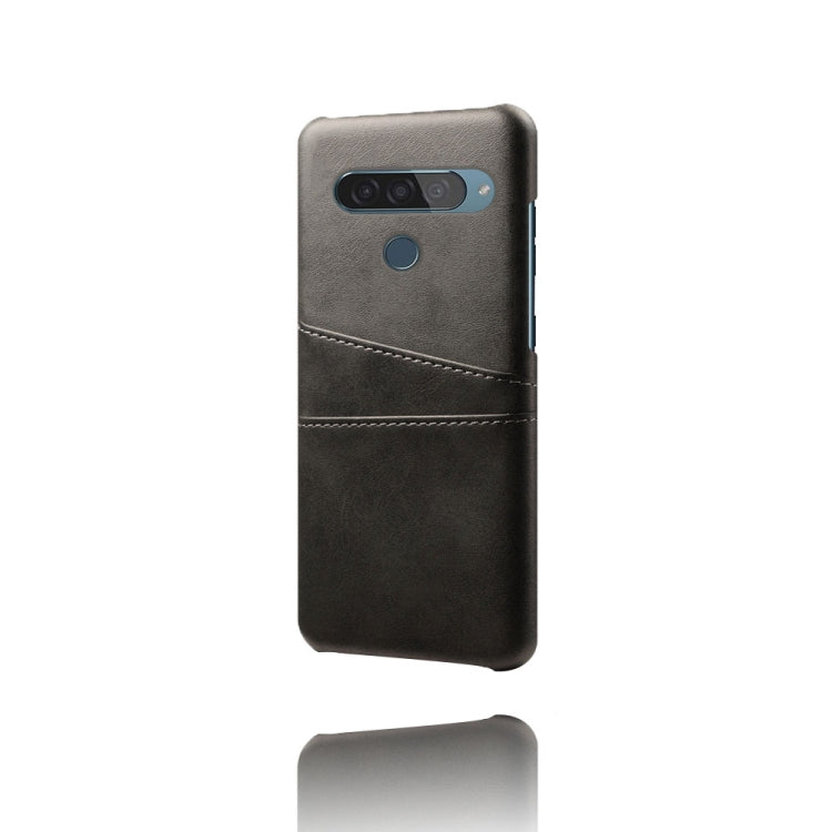 For LG G8S ThinQ Calf Texture PC + PU Leather Back Cover Shockproof Case with Dual Card Slots