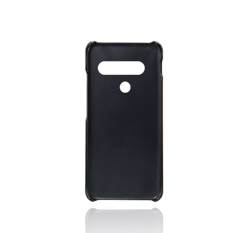 For LG G8S ThinQ Calf Texture PC + PU Leather Back Cover Shockproof Case with Dual Card Slots