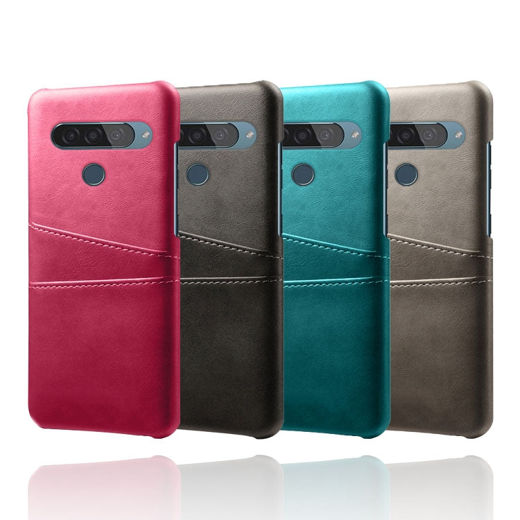 For LG G8S ThinQ Calf Texture PC + PU Leather Back Cover Shockproof Case with Dual Card Slots