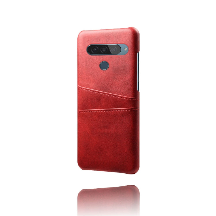 For LG G8S ThinQ Calf Texture PC + PU Leather Back Cover Shockproof Case with Dual Card Slots