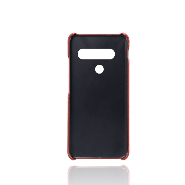 For LG G8S ThinQ Calf Texture PC + PU Leather Back Cover Shockproof Case with Dual Card Slots