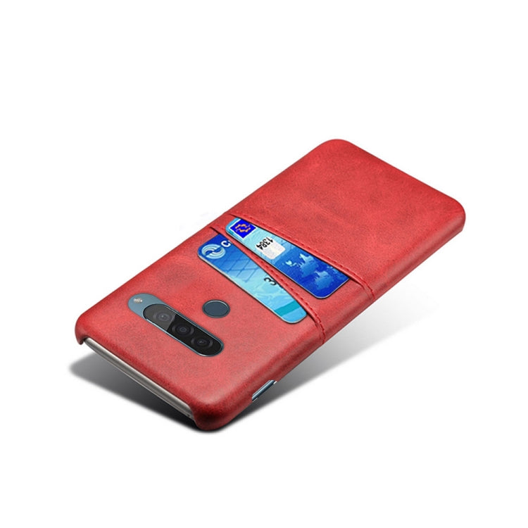 For LG G8S ThinQ Calf Texture PC + PU Leather Back Cover Shockproof Case with Dual Card Slots