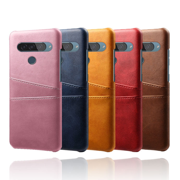 For LG G8S ThinQ Calf Texture PC + PU Leather Back Cover Shockproof Case with Dual Card Slots
