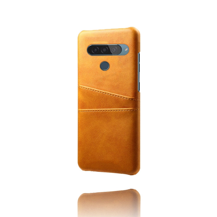 For LG G8S ThinQ Calf Texture PC + PU Leather Back Cover Shockproof Case with Dual Card Slots