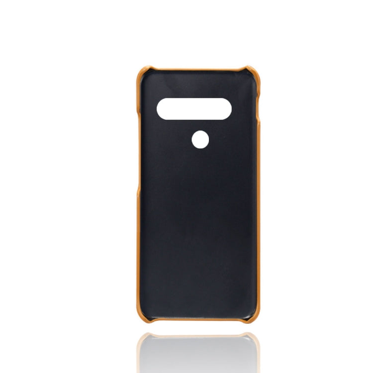 For LG G8S ThinQ Calf Texture PC + PU Leather Back Cover Shockproof Case with Dual Card Slots