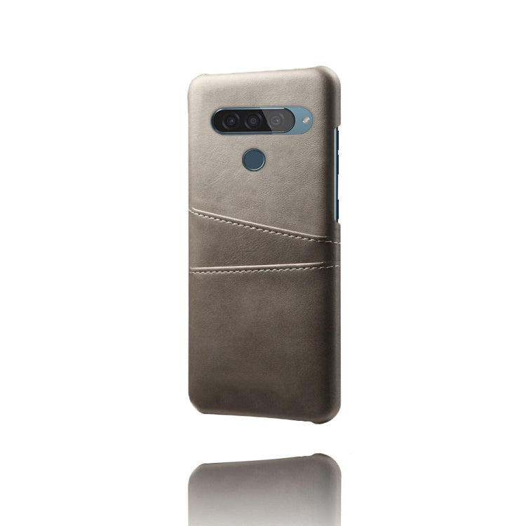 For LG G8S ThinQ Calf Texture PC + PU Leather Back Cover Shockproof Case with Dual Card Slots