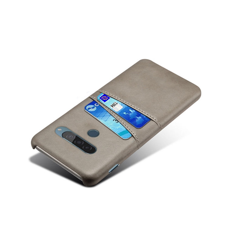For LG G8S ThinQ Calf Texture PC + PU Leather Back Cover Shockproof Case with Dual Card Slots