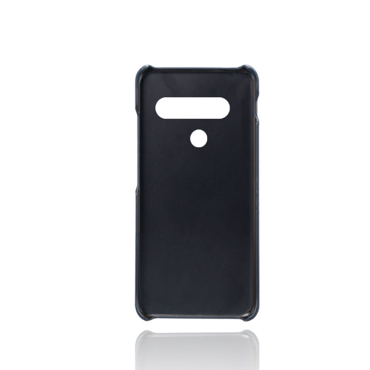 For LG G8S ThinQ Calf Texture PC + PU Leather Back Cover Shockproof Case with Dual Card Slots