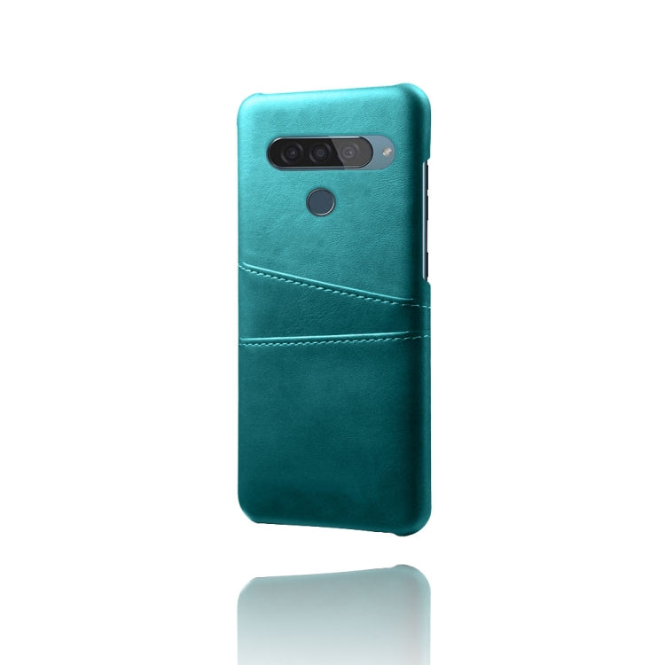 For LG G8S ThinQ Calf Texture PC + PU Leather Back Cover Shockproof Case with Dual Card Slots