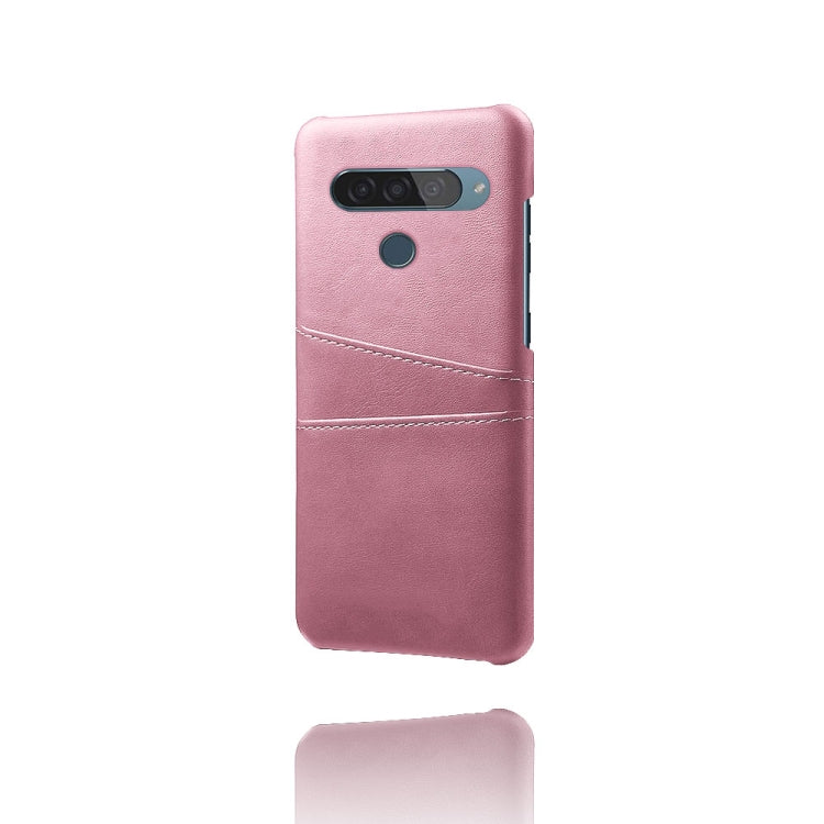 For LG G8S ThinQ Calf Texture PC + PU Leather Back Cover Shockproof Case with Dual Card Slots