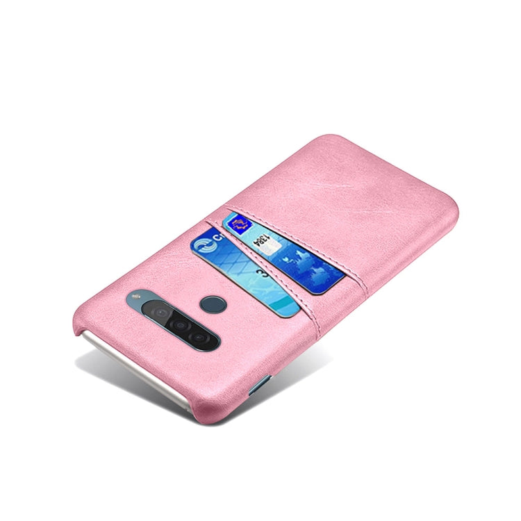 For LG G8S ThinQ Calf Texture PC + PU Leather Back Cover Shockproof Case with Dual Card Slots