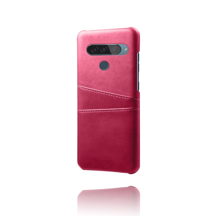 For LG G8S ThinQ Calf Texture PC + PU Leather Back Cover Shockproof Case with Dual Card Slots