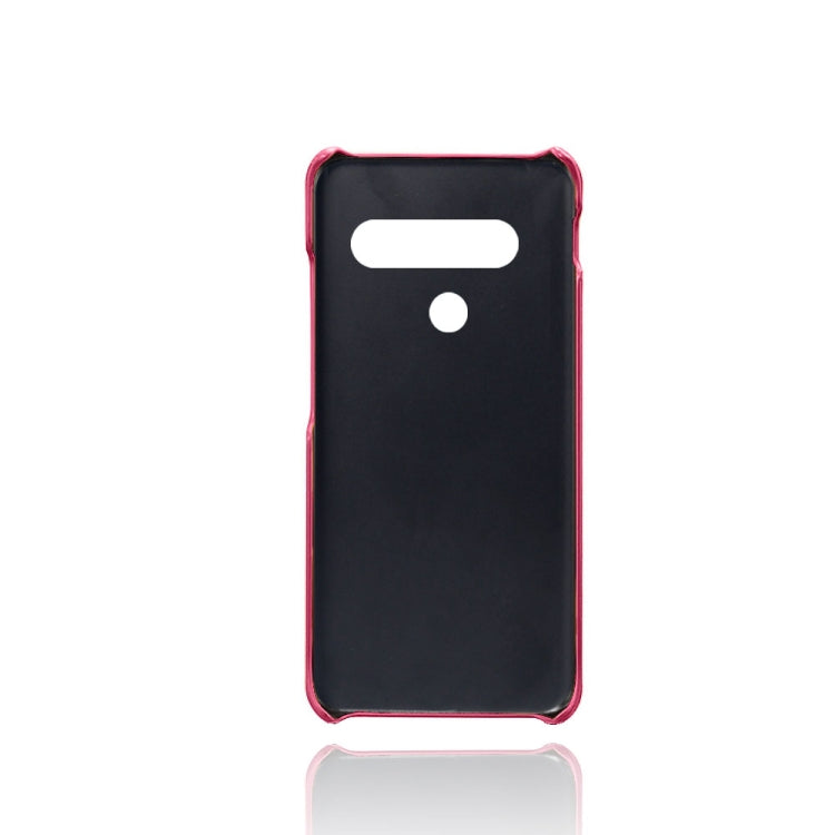 For LG G8S ThinQ Calf Texture PC + PU Leather Back Cover Shockproof Case with Dual Card Slots