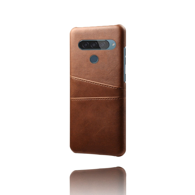 For LG G8S ThinQ Calf Texture PC + PU Leather Back Cover Shockproof Case with Dual Card Slots