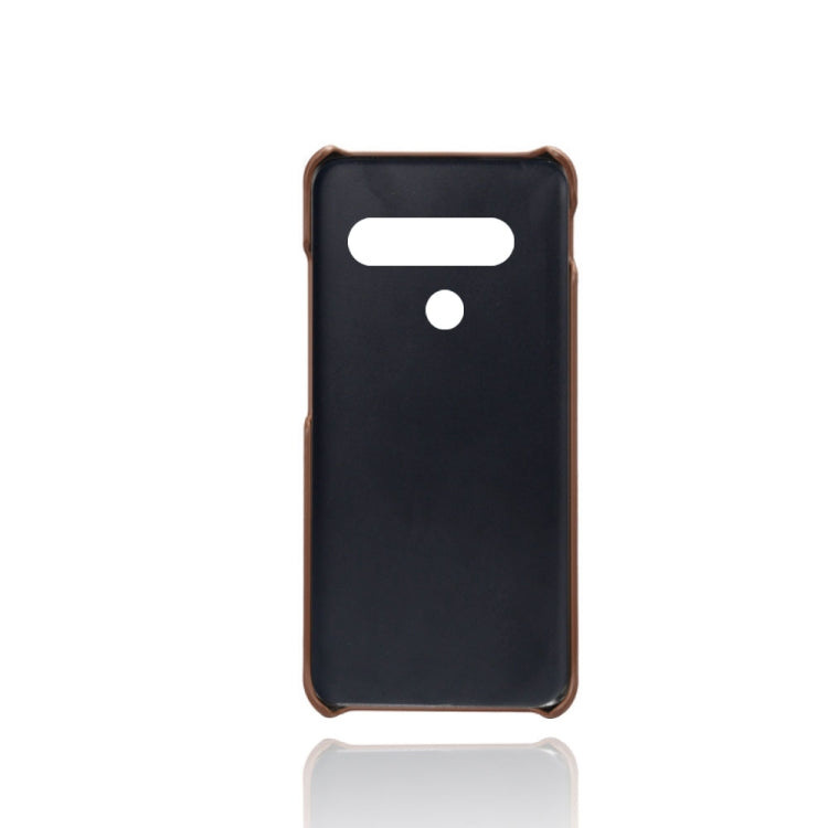 For LG G8S ThinQ Calf Texture PC + PU Leather Back Cover Shockproof Case with Dual Card Slots