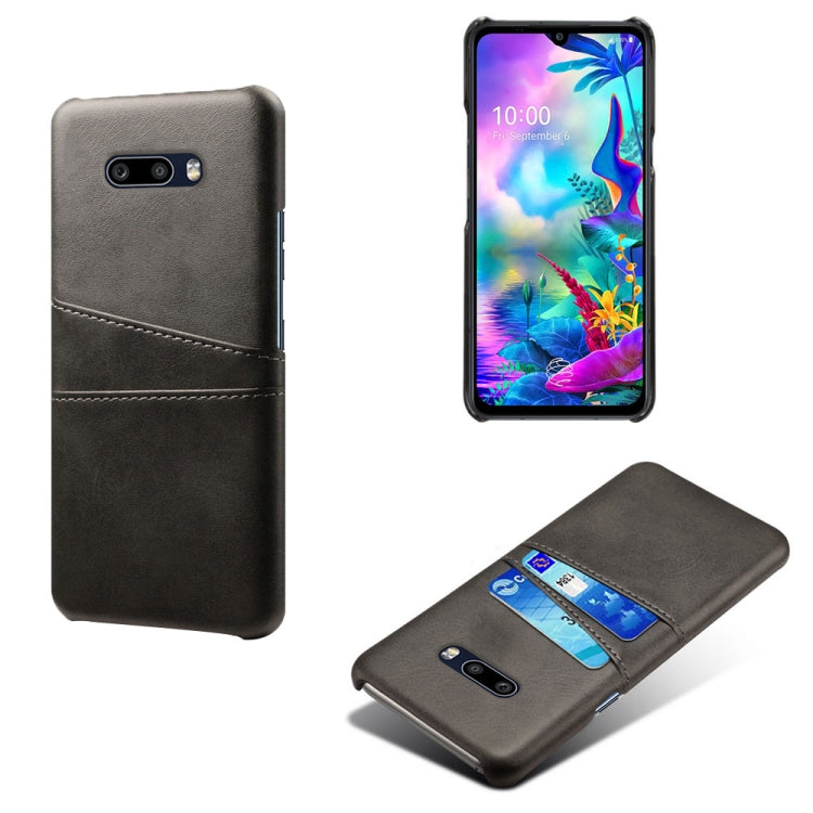 For LG G8X ThinQ Calf Texture PC + PU Leather Back Cover Shockproof Case with Dual Card Slots