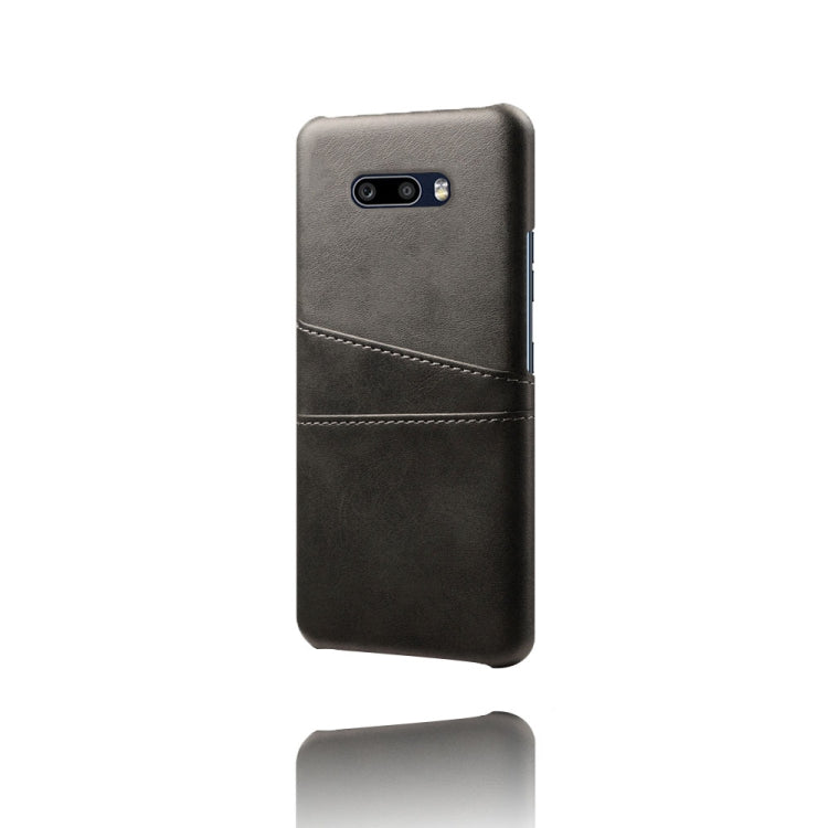 For LG G8X ThinQ Calf Texture PC + PU Leather Back Cover Shockproof Case with Dual Card Slots